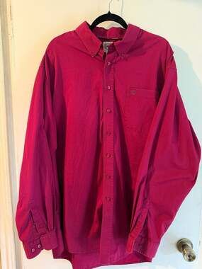 Cinch Mens Western Magenta Red Long Sleeve Button Up Size XXL Casual One Pocket
